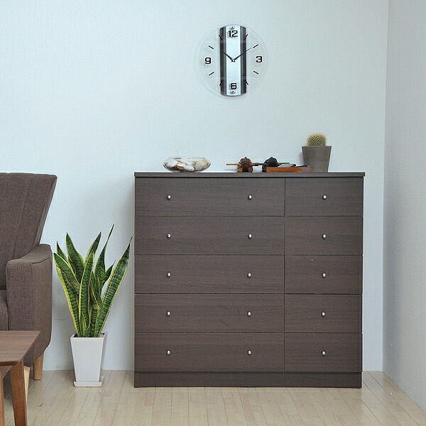 ランドリーチェスト ワイド 74cm幅 4段 ブラウン【代引不可】[21] 楽天