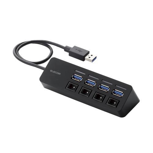 【マラソンでポイント最大47.5倍】エレコム 4ポートUSB3.0ハブ(マグネット・個別スイッチタイプ) U3H-S418BBK|インテリアの壱番館