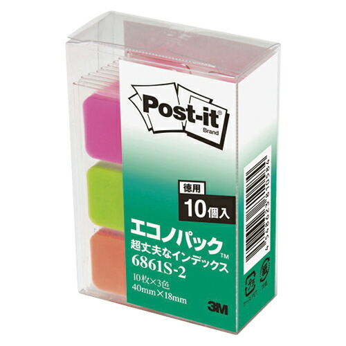 【クーポン配布中】（まとめ） ふせん スリーエム ポスト・イット［Ｒ］ 超丈夫なインデックス  6861S-2 4548623810584  1個【×3セット】