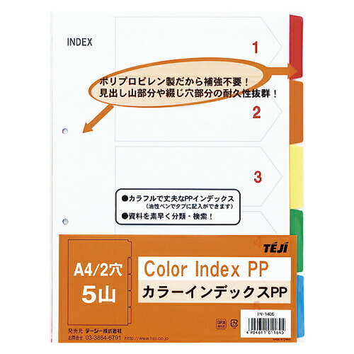 【百貨店SALEでP最大限度47倍】（まとめ） 整理保存用具用総目録 テージー 色つや総目録ＰＰ  IN-1405 4904611011645 ●標準尺度：Ａ４判タテ型●穴数：２穴●遣りくち：５色５山６枚１組 1冊【×80書き割り】