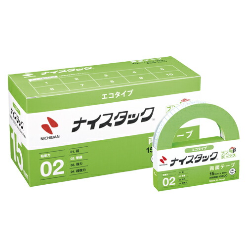 【マラソンでポイント最大47.5倍】（まとめ） 両面テープ ニチバン ナイスタック［ＴＭ］エコタイプ NWBB-15ECO 4987167054861 ●寸法：幅１５ｍｍ&times;長２０ｍ 1箱【&times;2セット】｜インテリアの壱番館