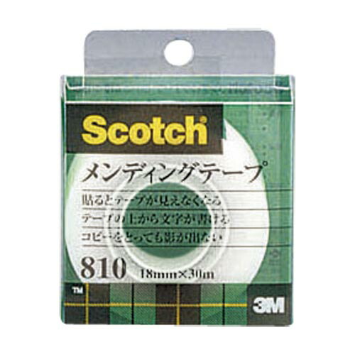 【クーポン配布中】（まとめ） メンディングテープ スリーエム スコッチ［Ｒ］ メンディングテープ  810-1-18C 49865677 ●寸法：幅１８ｍｍ×長３０ｍ 1個【×20セット】