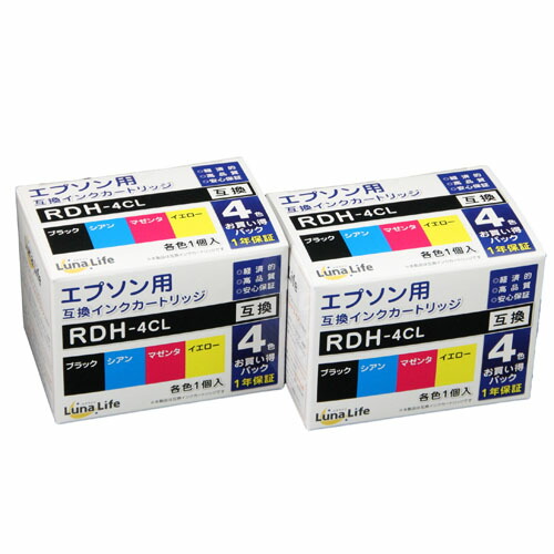 【百貨店SALEでP最大限度47倍】ワールドビジネスサプライ Luna Life エプソン用 RDH-4CL 取り替えっこインキ薬莢  4本仕掛ける×2個容器に並べる