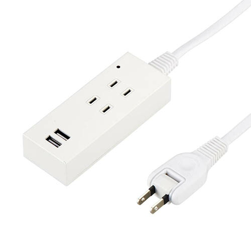 【マラソンでP最大49倍】5個セット YAZAWA 雷ガード付2AC2USB2.1A2.5mホワイト Y02K4025WH2UX5