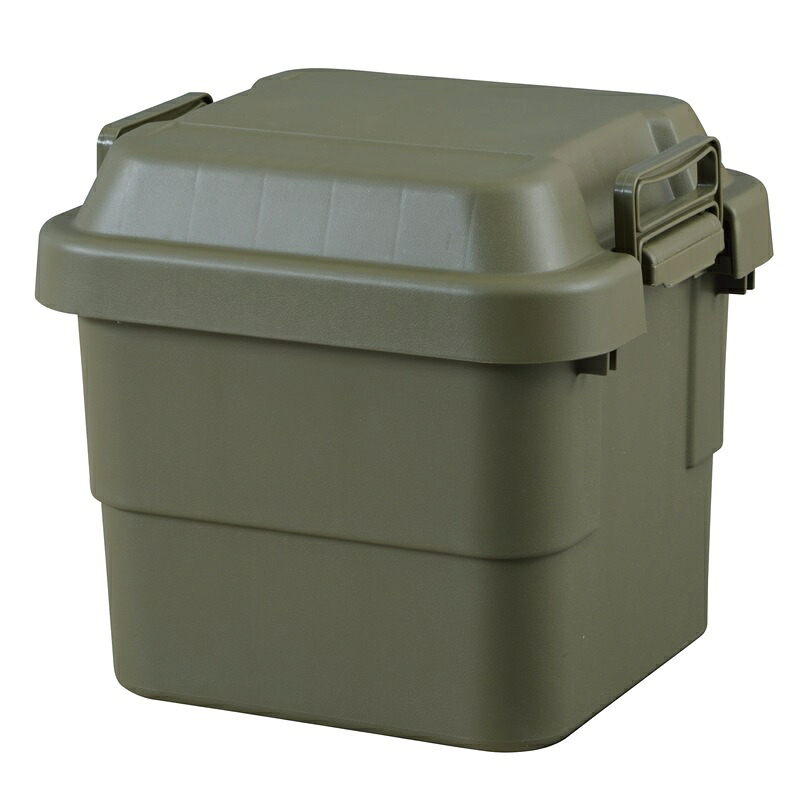 【ポイント20倍】トランクカーゴ30L W40×D39×H37 カーキ 収納ボックス 収納ケース 容量30リットル 箱 アウトドア 衣類収納 おもちゃ箱 フタ付き 座れる スツール プラスチック シンプル ミリタリー おしゃれ