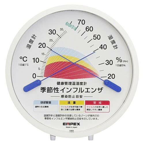 【ポイント20倍】EMPEX 感染防止目安 温度・湿度計 「TM-2584季節性インフルエンザ 感染防止目安温度・湿度計」 TM-2584