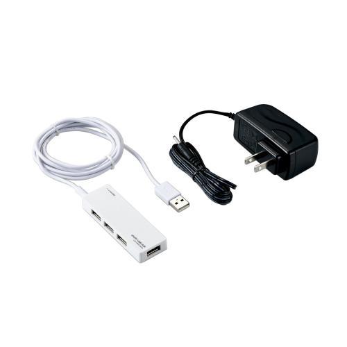 【ポイント20倍】エレコム USB2.0ハブ(ACアダプタ付) U2H-AN4SWH