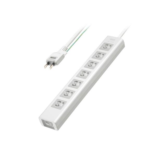 サンワサプライ 抜け止めシャッタータップ 3P抜け止め7個口 集中スイッチ 雷ガード 2Pスイングプラグ 3m ホワイト TAP-F37SH-3ZS