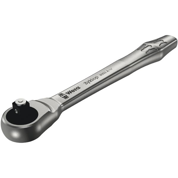 【クーポン券別れ別れ中】WERA ヴェラ 差込角1／4SQ メタルラチェットレンチ 全長141粍 ZYKLOPプッシュスル―真四角付き添い人 004003