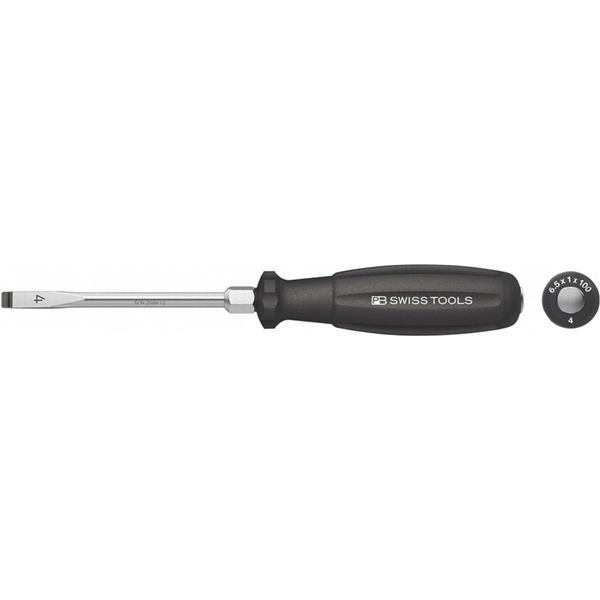 【マラソンでP最大49倍】PB SWISS TOOLS ピービースイスツールズ M3.5ねじ適合 スイスグリップ貫通マイナスドライバー 刃先幅6.5mmX刃先厚1mmX六角軸10mm 8102.DN4-100 工具 ツール DIY 作業工具