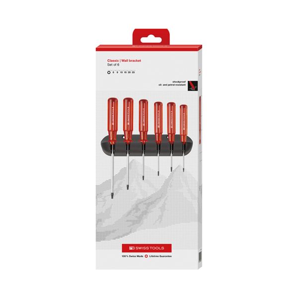 【マラソンでP最大49倍】PB SWISS TOOLS ピービースイスツールズ 6本組 クラシックハンドル ヘクスローブドライバーセット ホルダー付 ペーパーボックス入 440.CBB