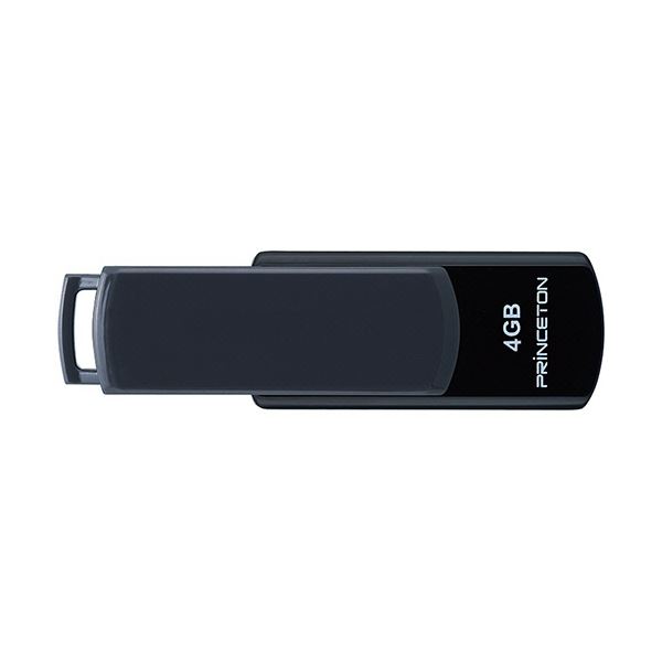 【マラソンでP最大49倍】(まとめ）プリンストン USBフラッシュメモリー回転式キャップレス 4GB グレー/ブラック PFU-T3UT/4GA 1セット（10個）【×5セット】