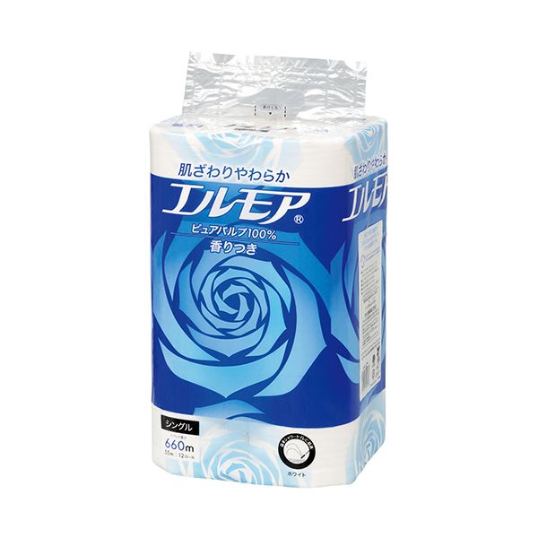 【マラソンでP最大49倍】（まとめ） カミ商事エルモアトイレットロール 花の香り シングル 55m 1パック（12ロール） 【×2セット】