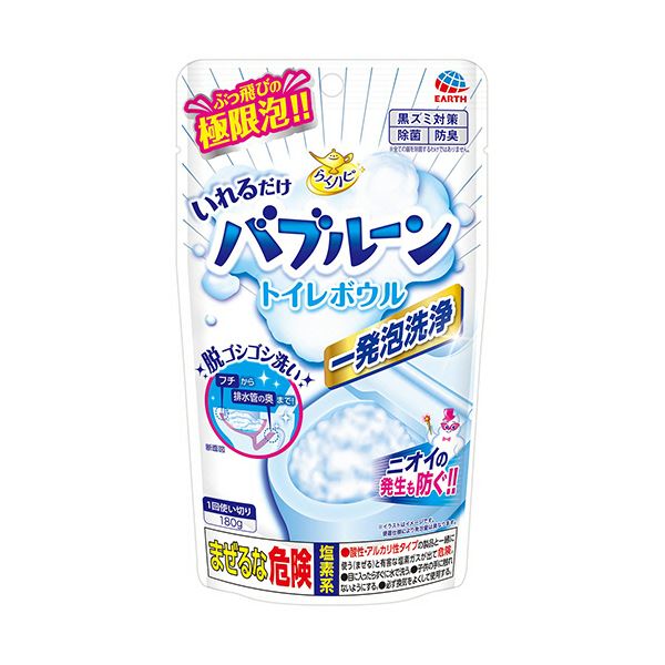 【ポイント20倍】（まとめ） アース製薬らくハピ いれるだけバブルーン トイレボウル 180g 1パック 【×10セット】