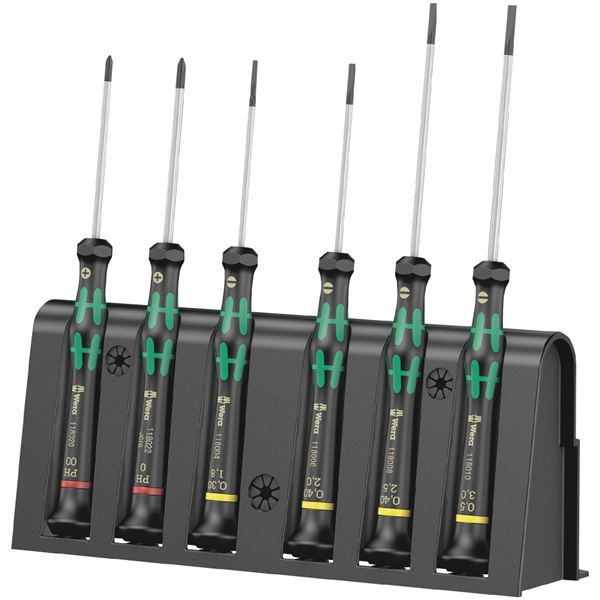 【ポイント20倍】WERA ヴェラ 6本組 精密用プラス・マイナスドライバーセット ラック付 118150