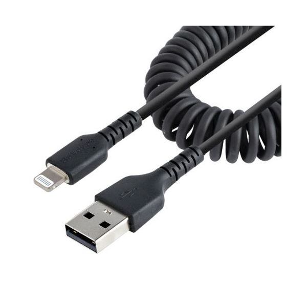 【マラソンでP最大49倍】StarTech.com 高耐久Lightning-USB Aケーブル 50cm コイル（伸縮）型／アラミド繊維補強RUSB2ALT50CMBC 1本