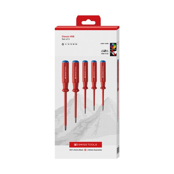PB SWISS TOOLS ピービースイスツールズ 5本組 スイスグリップクラシックタイプ 縁切りヘクスドライバーセット 調査報告ボックス席入 5549.CBB