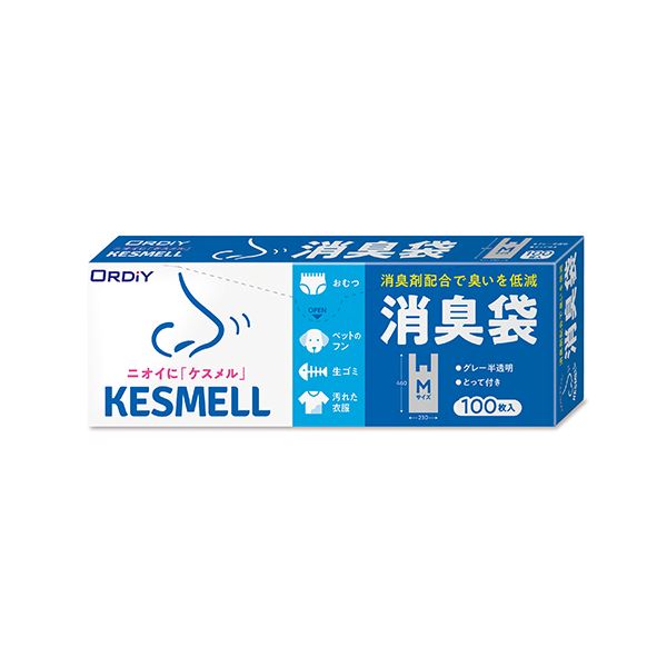 【ポイント20倍】（まとめ） オルディ KESMELL 消臭袋 M グレー半透明 100P 【×2セット】