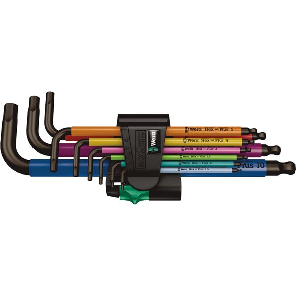 【クーポン券別れ別れ中】WERA ヴェラ ヘックスプラス L型鍵 9本組仕掛ける 1.5-10粍 マルチ色つや印字機 022089