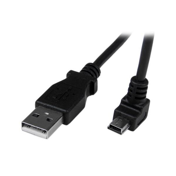 【尖んがり20倍】（まとめ） StarTech.com USB2.0有線テレビ 2m Type A（雄）-ミニB（雄）L型下り坂 黒いこと USBAMB2MD1本 【×5書き割り】