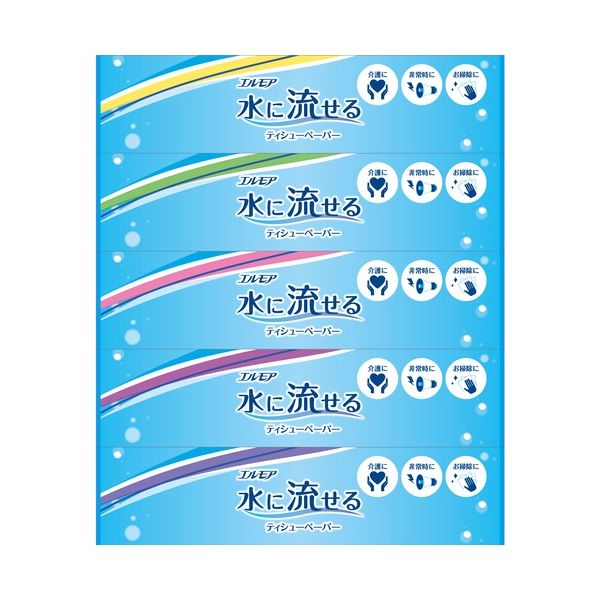 カミ商事 水に流せるちり紙160W5P 12P ティッシュ・トイレットペーパー-日用品雑貨・文房具・手芸