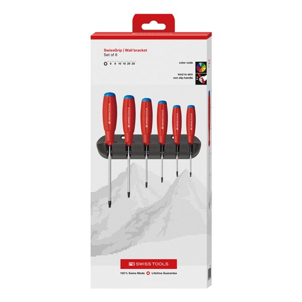 PB SWISS TOOLS ピービースイスツールズ 6本組 スイス連邦手持ち部分 ヘクスローブドライバーセット 保持者付 調査報告ボックス席入 8440.CBB 花・ガーデン・DIY-手動工具