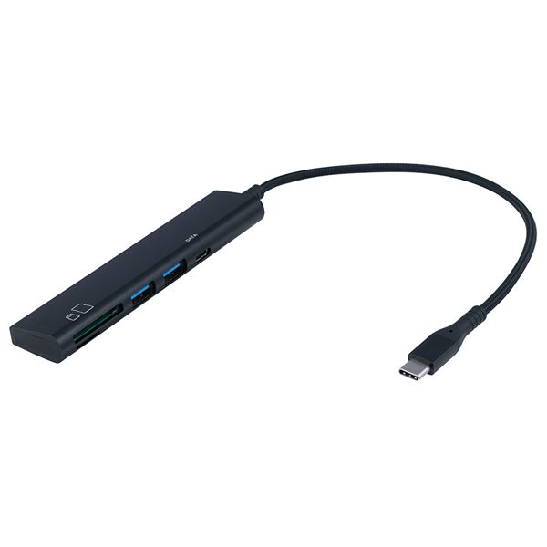 【クーポン配布中】Digio2 Type-C USB3.2Gen1 3ポート アルミコンボハブ SDCRW付 COM-C3SD143BK ブラック
