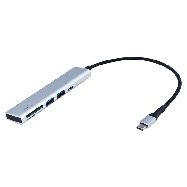 【クーポン配布中】Digio2 Type-C USB3.2Gen1 3ポート アルミコンボハブ SDCRW付 COM-C3SD143SL シルバー