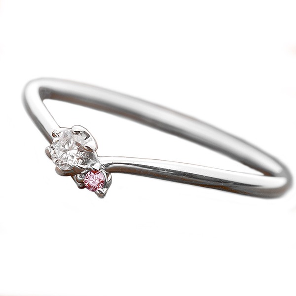【クーポン配布中＆マラソン対象】ダイヤモンド リング ダイヤ ピンクダイヤ 合計0.06ct 8.5号 プラチナ Pt950 V字モチーフ 指輪 ダイヤリング 鑑別カード付き