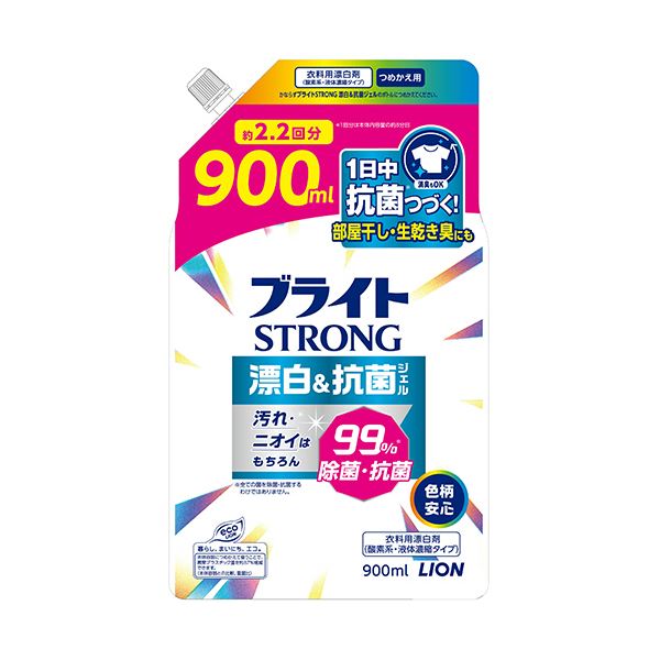 【尖んがり20倍】（まとめ） 百獣の王 ブライトSTRONG 漂白剤＆抗菌ジェル つめかえ用 900mL 1風呂敷き包み 【×10仕掛ける】