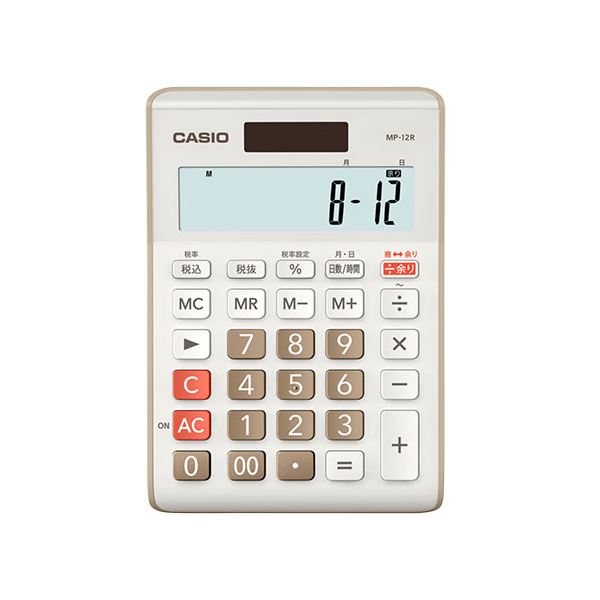 【マラソンでP最大49倍】CASIO 余り計算電卓 ベージュ MP-12R-BE-N