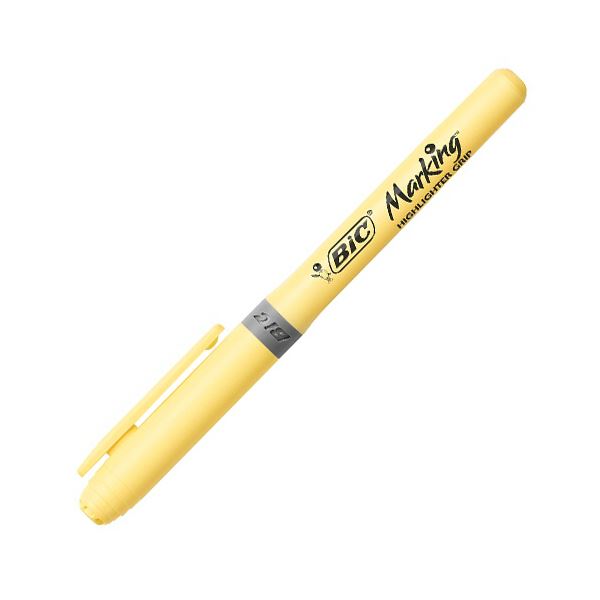 【ポイント20倍】（まとめ） BIC蛍光マーカー マーキングハイライターグリップ パステル イエロー BRIGBKPSTYLW 1セット（12本） 【×5セット】