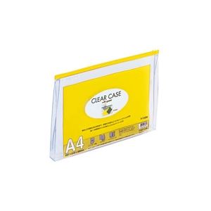 【マラソンでポイント最大47.5倍】(業務用10セット) LIHITLAB クリアケース/クリアポーチ 【A4/ワイドマチ付き】 ヨコ型 F-74SM 黄|インテリアの壱番館