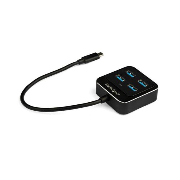 【尖んがり20倍】StarTech.com 4界面USB Type-C繋ぎ合わせるこしき USB-A×4口 2階建てバス力強さ相応う 黒いこと HB31C4AB1個
