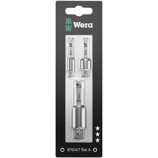 【尖んがり20倍】WERA ヴェラ 3点組 電動物の具用物の具アダプタ書き割り 差込1／4\
