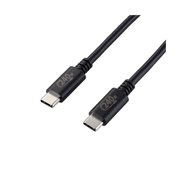 【尖んがり20倍】エレコム USB2.0有線テレビ/C-C印字機/公証品/USB Power Delivery相応う/240W/1.0m/黒いこと U2C-CCPE10NBK