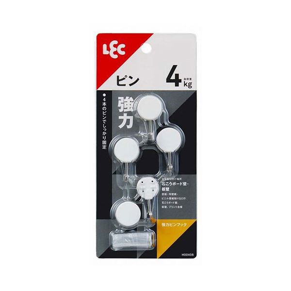 【ポイント20倍】【5セット】 レック 強力ピンフック 4個入 H00408X5｜インテリアの壱番館