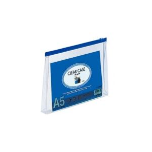 【マラソンでP最大49倍】(業務用10セット) LIHITLAB クリアケース/クリアポーチ 【A5/ワイドマチ付き】 ヨコ型 F-72SM 藍 8,400円