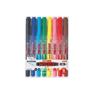【ポイント20倍】(業務用5セット) 三菱鉛筆 水性ペン/プロッキー 【細字/極細 8色セット】 水性顔料インク PM120T8CN