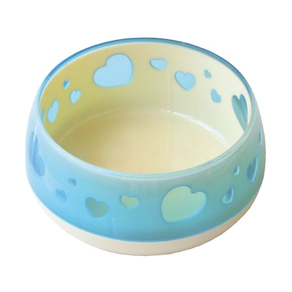 【ポイント20倍】（まとめ） おいしく見えるワン食器 S ブルーハート （ペット用品） 【×2セット】