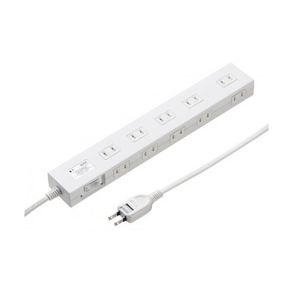【尖んがり20倍】サンワサプライ雷かばい立て水道栓 2P・10個口 1m 白いこと TAP-SP2110N-1W 1個