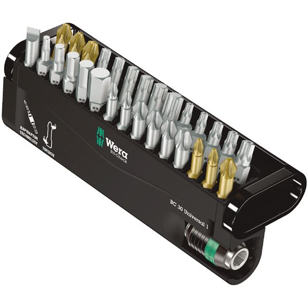 【尖んがり20倍】WERA ヴェラ 30点組 差込6.35粍 １番ウッド・ビット書き割り 容れもの付 056440