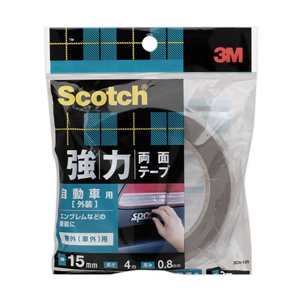 【ポイント20倍】（まとめ） 3M スコッチ強力両面テープ 自動車外装用 15mm×4m SCA-15R 1巻 【×2セット】