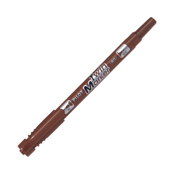 【ポイント20倍】（まとめ） パイロット油性ツインマーカー 細字+極細 ブラウン MEF-12EU-BN 1セット（10本） 【&times;2セット】｜インテリアの壱番館