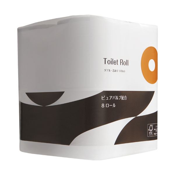 （まとめ） TANOSEEトイレットペーパー パルプブレンド ダブル 芯あり 40m 1パック（8ロール） 【×10セット】
