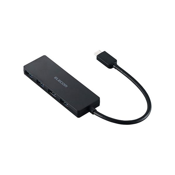 【マラソンでP最大49倍】エレコム USB Type-C 4ポートUSB5Gbpsハブ 15cm ブラック U3HC-H040BK