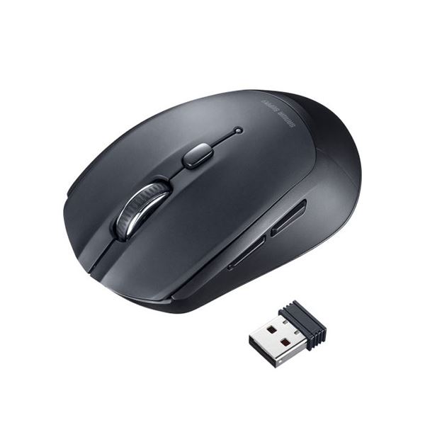 【マラソンでP最大49倍】サンワサプライ ワイヤレスブルーLEDマウス 5ボタン ブラック MA-WB509BK
