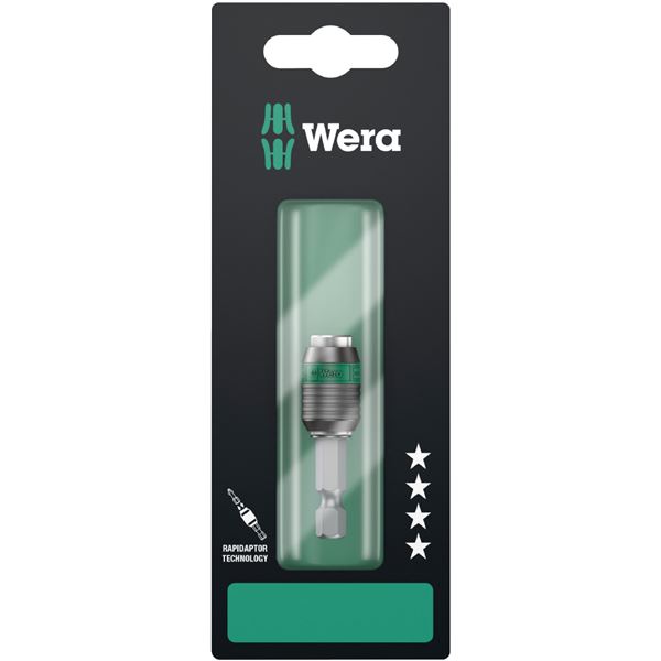 【尖んがり20倍】WERA ヴェラ 磁石付 BiTorsion Rapidaptorクイック発行式 ビット保持者 差込6.35粍 全長50粍 073421