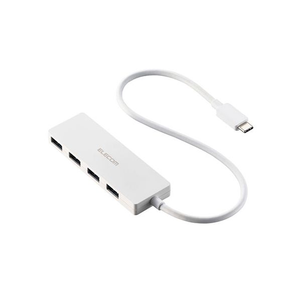 【マラソンでP最大49倍】エレコム USB Type-C 4ポートUSB5Gbpsハブ 30cm ホワイト U3HC-H041WH