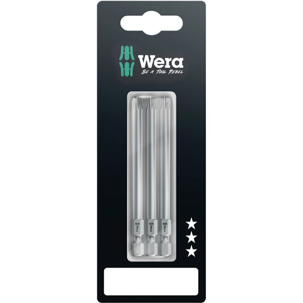 【尖んがり20倍】WERA ヴェラ 3本入 Torx 内辺トルクスネジ用 １番ウッドビット 差込6.35粍 刃先大きさTX30 全長89粍 073474